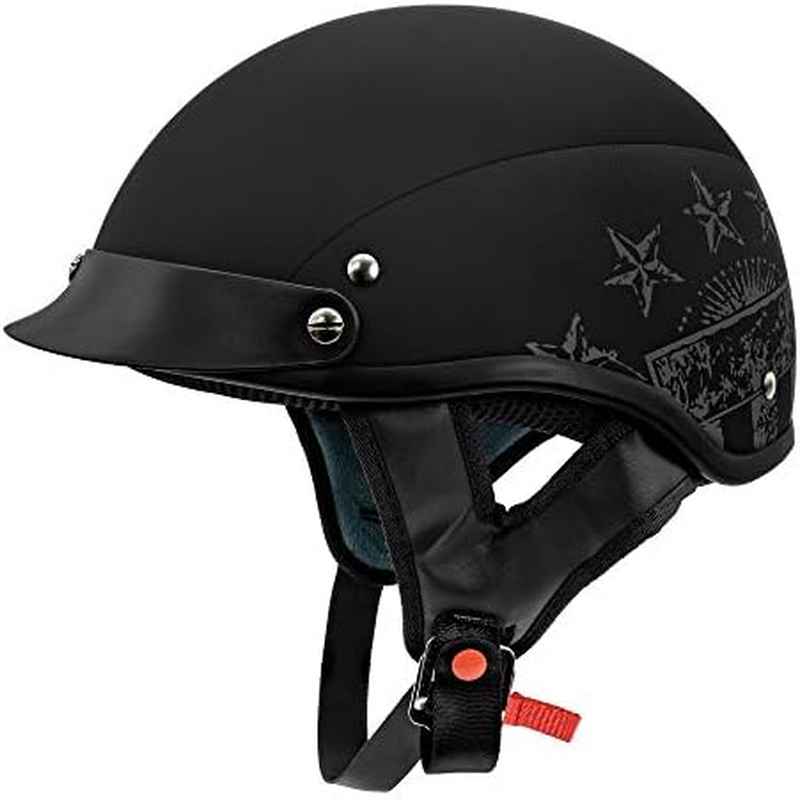 VCAN Cruiser Solid Half Face Motorcycle Helmet for On - Road Riding, Impact Resistance,  Aerodynamic Style, Sporty Design
