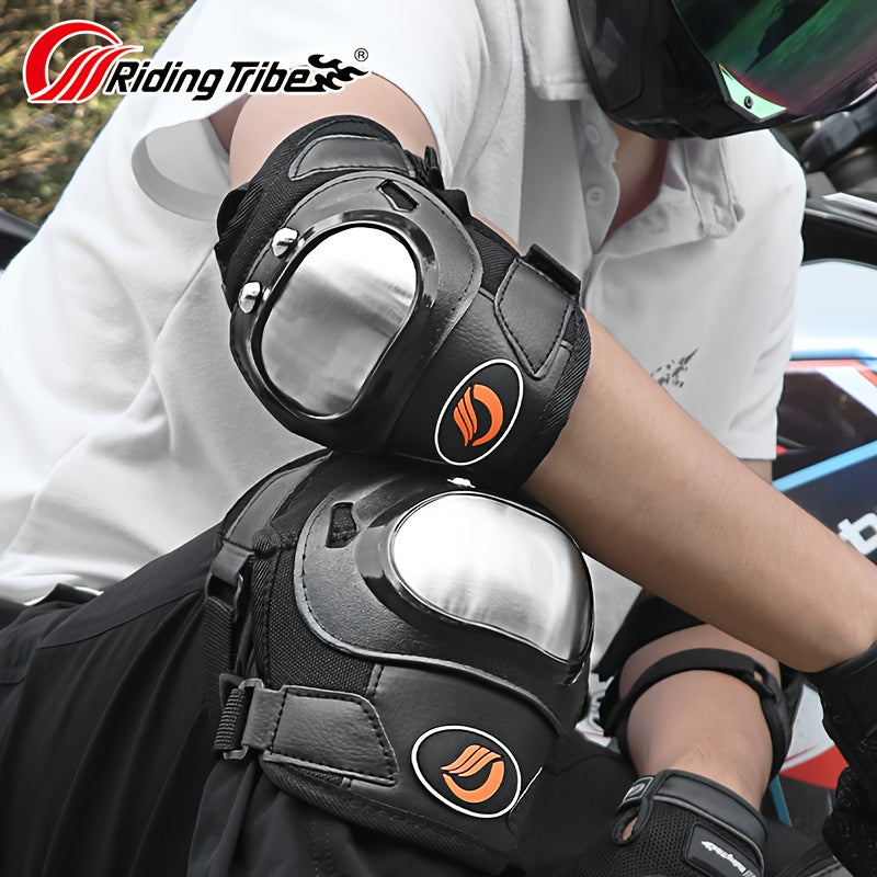 Lightweight Motorcycle & Cycling Protective Gear - Ultra-Light Breathable Mesh Elbow & Knee Pads with Adjustable Hook-and-Loop Closure, Foldable Design for Space-Saving Storage, Impact-Resistant Padding - Ideal for Urban Commuting