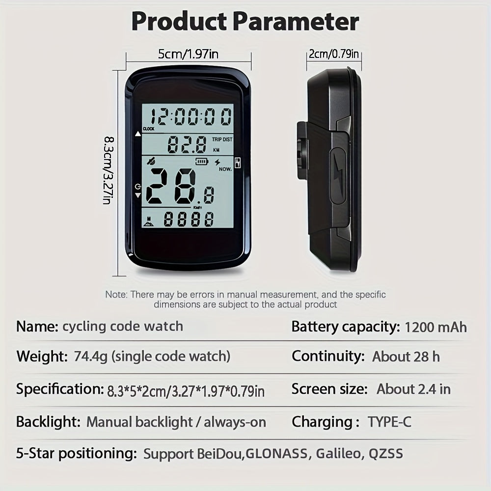 Rechargeable Bike Computer with GPS Speedometer & Odometer - Real-Time Tracking, USB-Powered Cycling Computer, LED Display, Compatible with Smartphones\u002FTablets via ANT+\u002FWireless, Lithium Battery, Compact & Portable for Road Biking