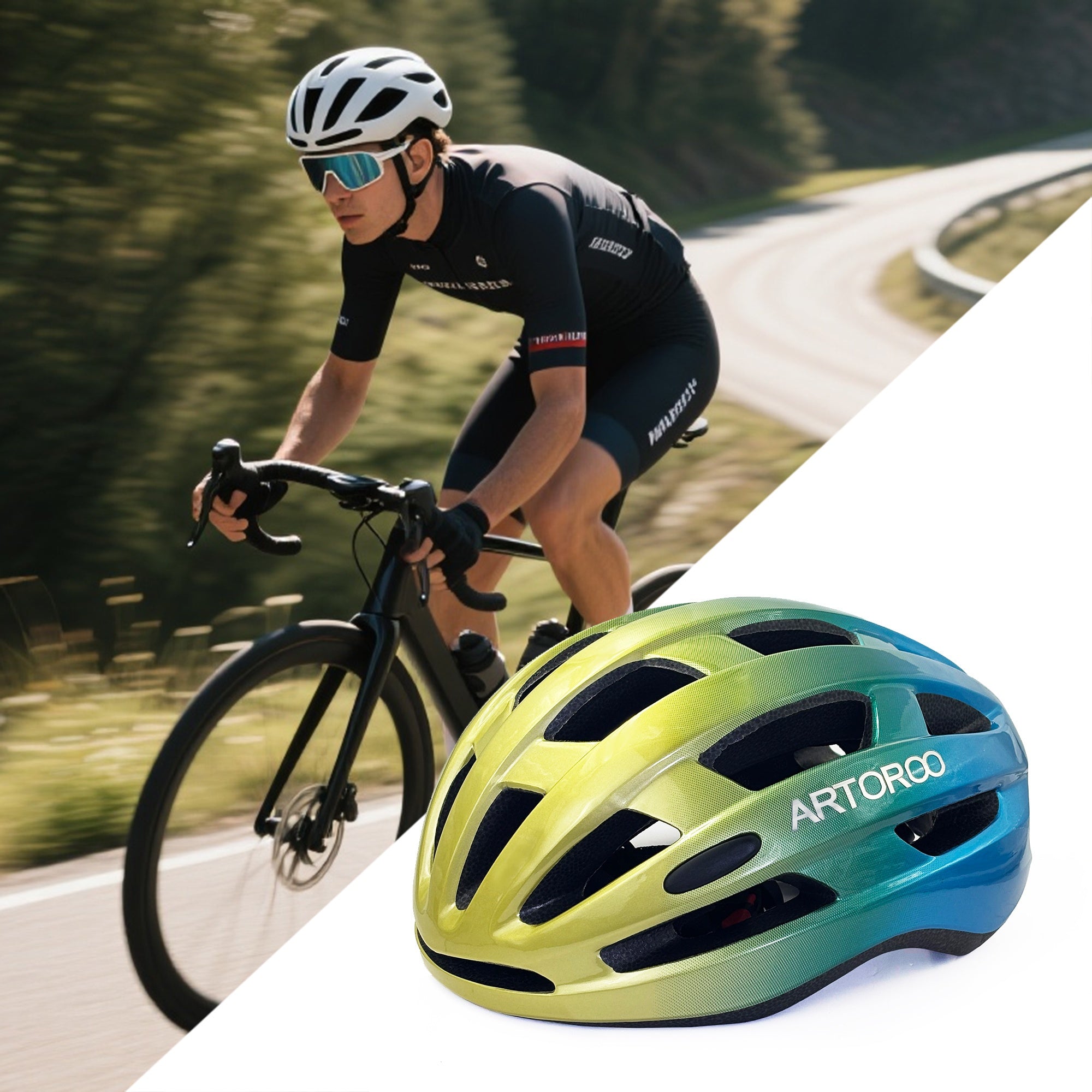 1pc ARTOROO Adult Bike Helmet - Lightweight & Durable, Adjustable Strap System, Multi-Color Options (White\u002FOrange\u002FRed\u002FBlue\u002FGreen\u002FPurple\u002FBlack) - Road & Mountain Cycling Helmet for Men & Women, 22.83-24.02inch Head Size, Impac
