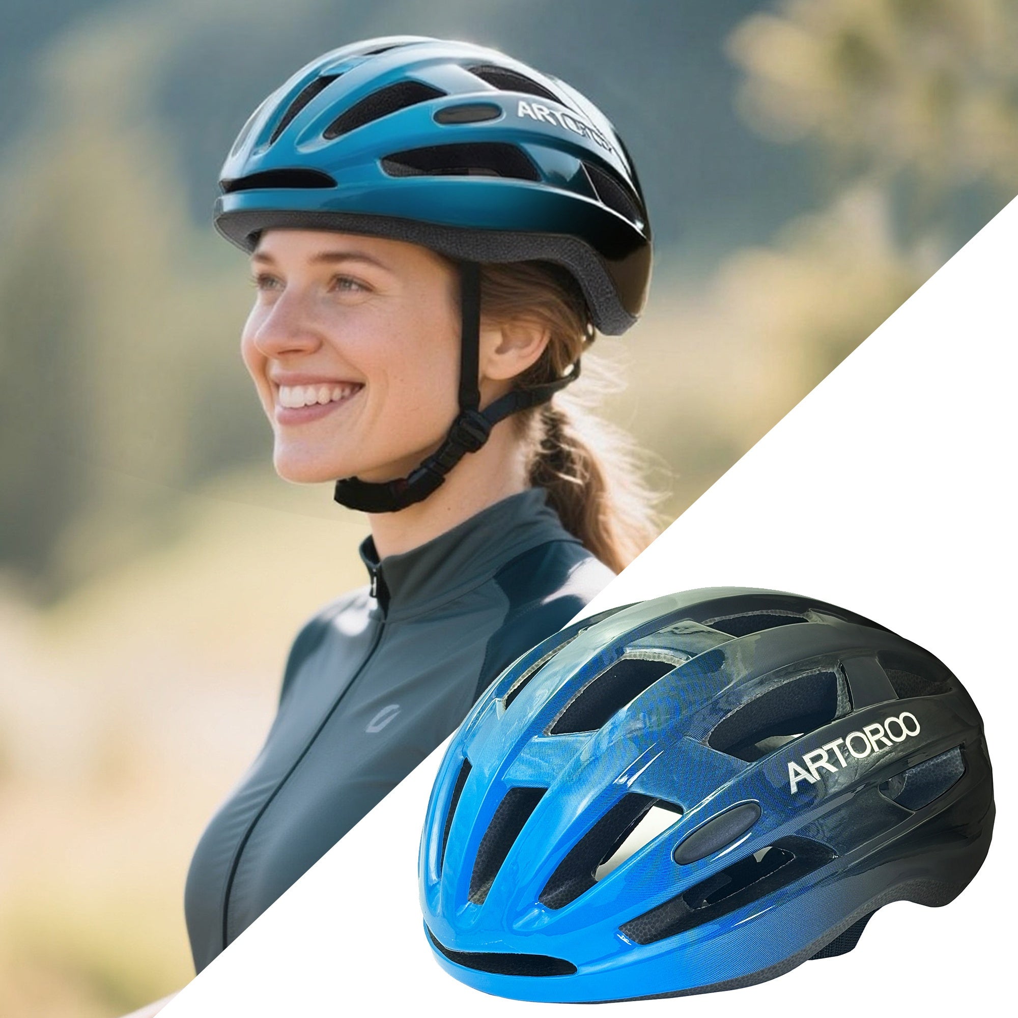 1pc ARTOROO Adult Bike Helmet - Lightweight & Durable, Adjustable Strap System, Multi-Color Options (White\u002FOrange\u002FRed\u002FBlue\u002FGreen\u002FPurple\u002FBlack) - Road & Mountain Cycling Helmet for Men & Women, 22.83-24.02inch Head Size, Impac