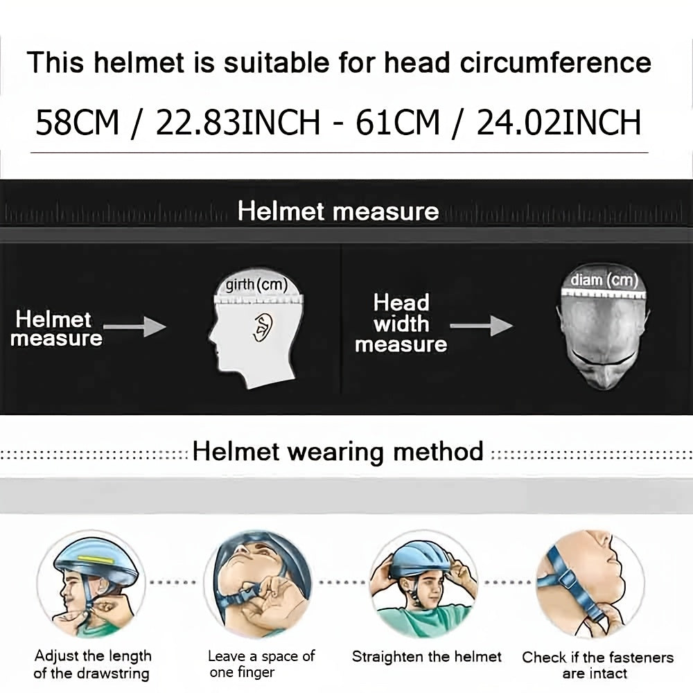 Bike Helmet Men Ultralight Ventilate Adjustable PC Material Fits Head Bicycle Helmet Circumference 22.83-24.02inch Road Cycling Helmet
