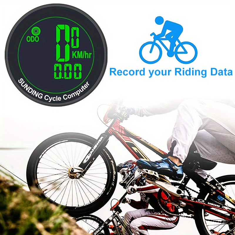 Bicycle Speedometer Odometer Wireless Cycle Bike Computer Bicycle Handlebar Stopwatch Round With LCD Display & Multi-Functions For Most Bikes, Without Battery