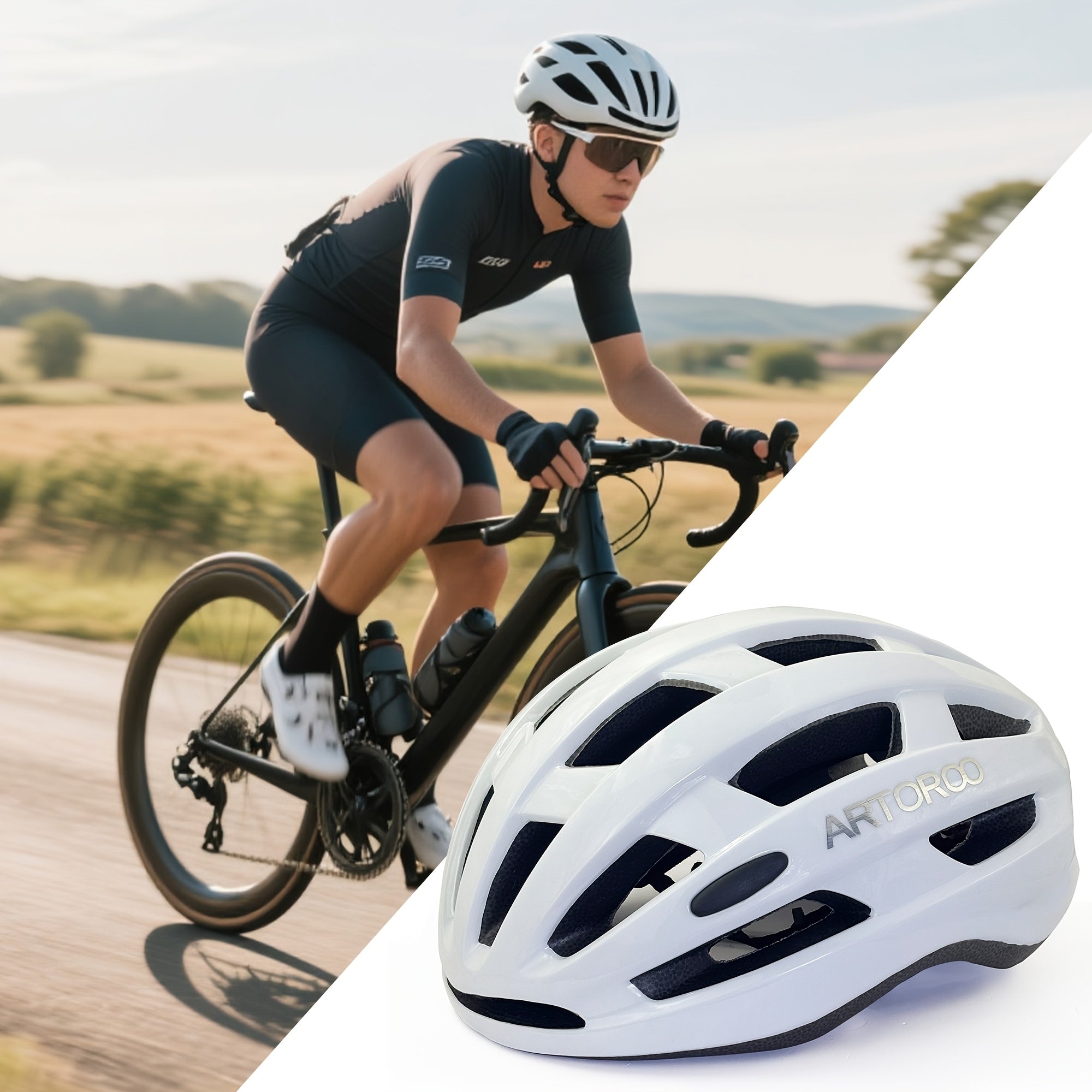 1pc ARTOROO Adult Bike Helmet - Lightweight & Durable, Adjustable Strap System, Multi-Color Options (White\u002FOrange\u002FRed\u002FBlue\u002FGreen\u002FPurple\u002FBlack) - Road & Mountain Cycling Helmet for Men & Women, 22.83-24.02inch Head Size, Impac