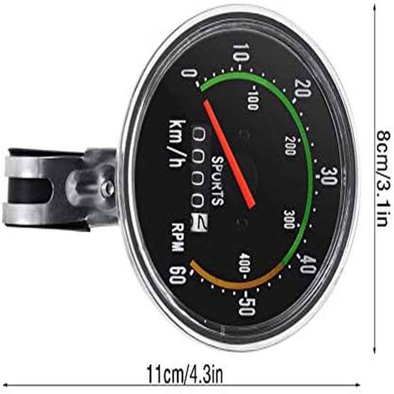 Health Gear Mechanical Speedometer Odometer Cyclocomputer - Analog Computer with Stopwatch, Alloy, Wheel Size 26\u002F27.5\u002F28\u002F29 inch, Easy Install for Cycling, Fitness, Mountain\u002FRoad Bikes (No Required)