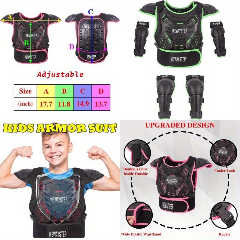 ' Dirt Bike Armor Motocross Protective Gear with Chest Protector Knee and Elbow Pads for Cycling and OffRoad Riding