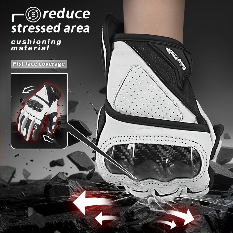 A Pair Of Riding Gloves, Carbon Fiber Protective Shell Breathable Sheepskin Gloves, Suitable For Riding Motorcycles, Riding Bicycles, Skateboarding, Outdoor Sports