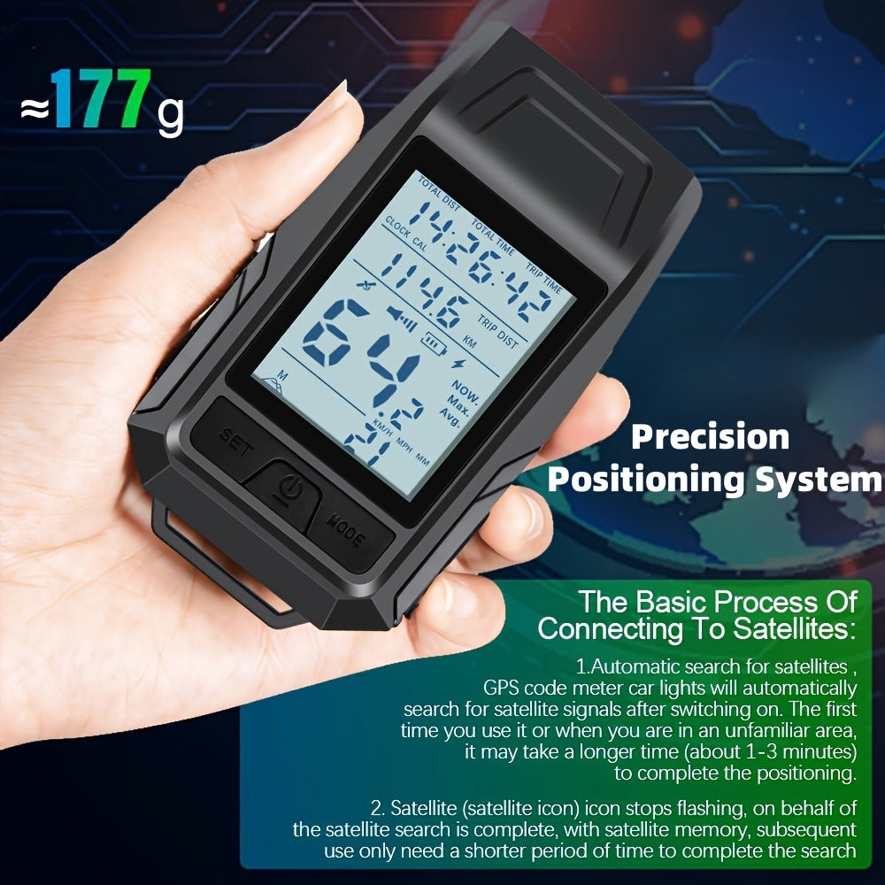 3-In-1 Bike Computer with Powerful LED Headlight, GPS Speedometer & Horn - USB-C Rechargeable Bike Odometer, Multi-Mode Display (Speed, Distance, Time, Calories, Altitude, Gradient), Long-Lasting Battery, Compatible with Smartphones\u002FApps