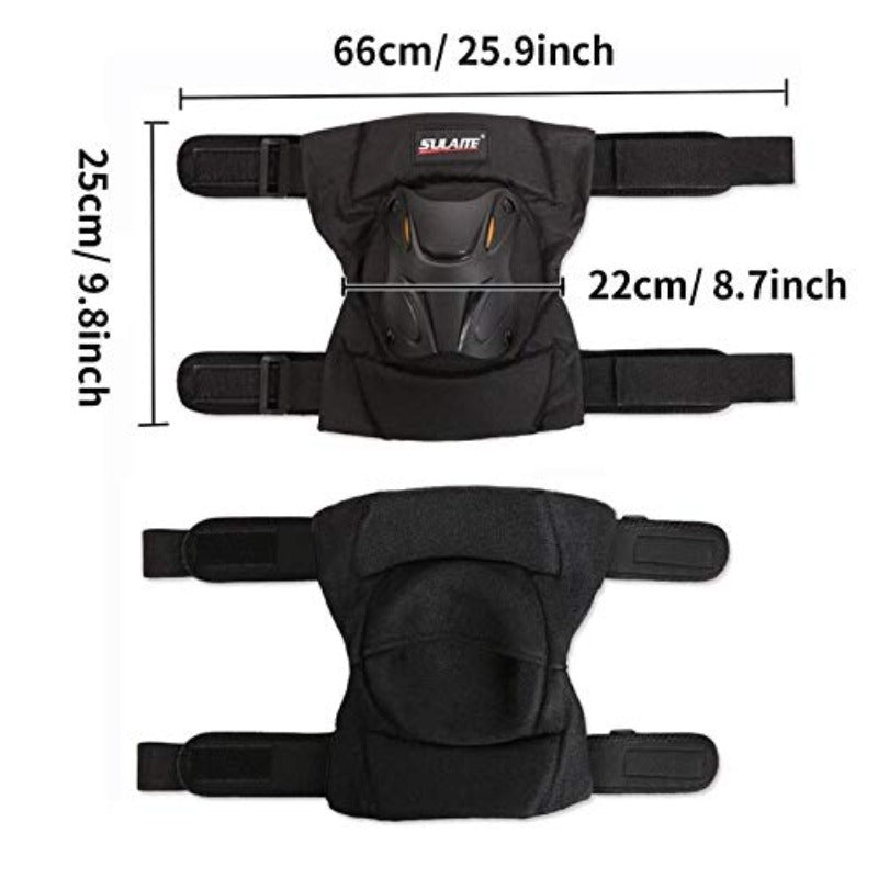 1 Pair GLEIM Heavy-Duty Tactical Knee Pads for Men & Women - Industrial\u002FConstruction\u002FGardening\u002FMotorcycle\u002FBiking Knee with Foam & PP, Adjustable One-Size-Fits-All, Breathable Gel Cushioning (Black\u002FRed)