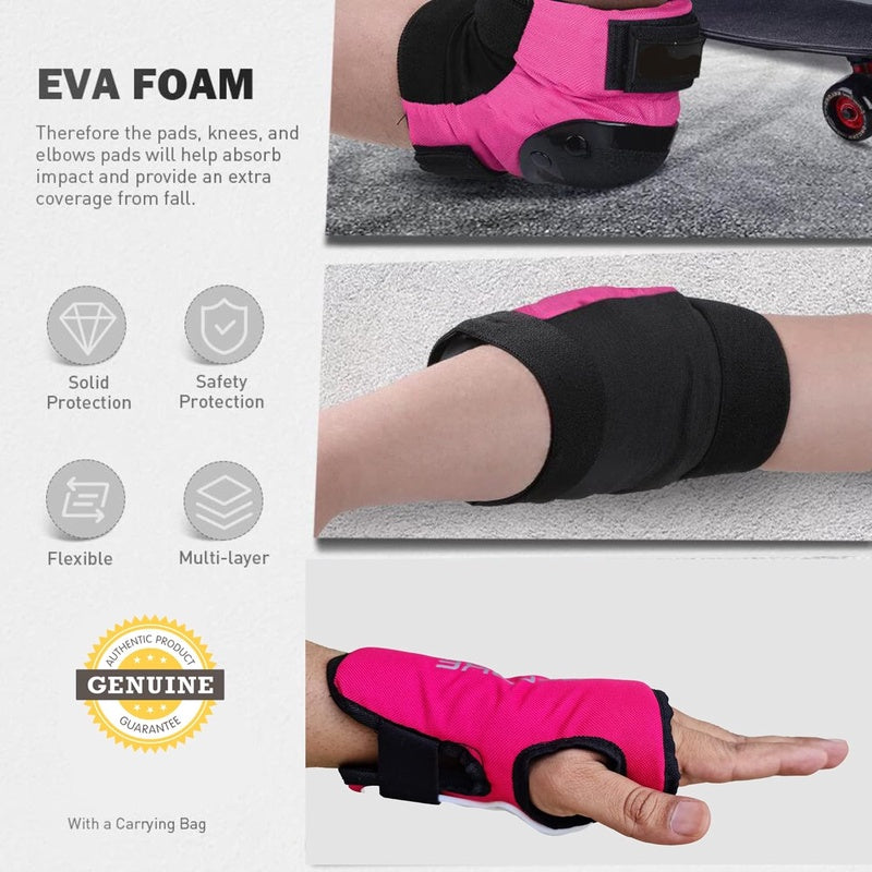 Jaspo Plastron Saver 3 Set - Knee, Elbow, Wrist Guard - Multi - Purpose for Skating, Cycling More - Small, Pink