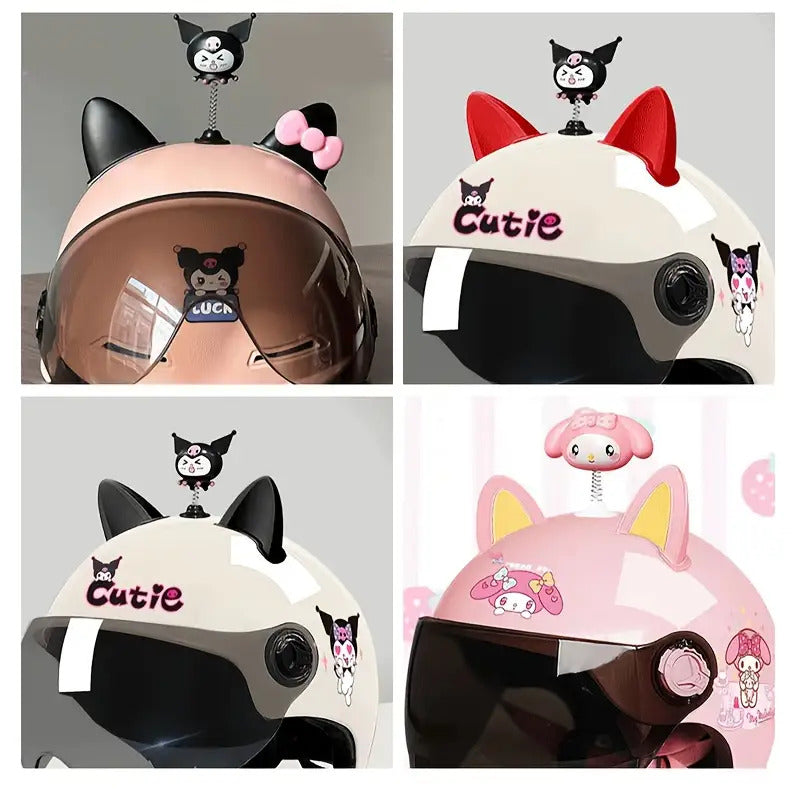 Y2K Sanrio Hellokitty Adult Multi-Use Helmet Accessory- Cute for Kuromi Melody Shaking Decoration for Bicycle, Electric Bike, Motorcycle, Skateboard Helmets- Durable PVC Material, Vibrant Pink Purple Black- Perfect for Rides And Christmas, Helmet Decorati