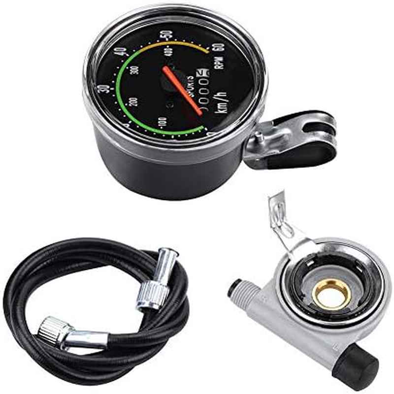 Health Gear Mechanical Speedometer Odometer Cyclocomputer - Analog Computer with Stopwatch, Alloy, Wheel Size 26\u002F27.5\u002F28\u002F29 inch, Easy Install for Cycling, Fitness, Mountain\u002FRoad Bikes (No Required)
