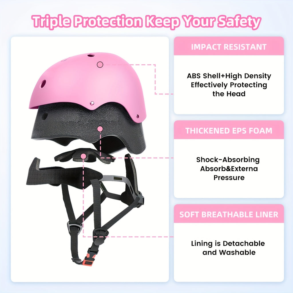 Kids Bike Helmet, Adjustable And Multi-Sport, Shock-absorbing ABS, Comfortable Padding, Ventilated Design, From Toddler, Helmet For 18.89''- 21.65''