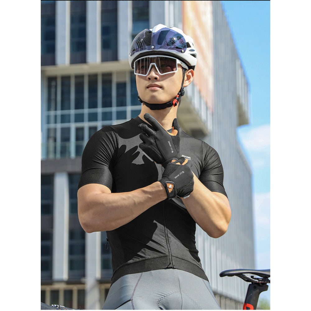 Cycling Gloves with Shock Absorption & Non-Slip Grip - Full Finger Motorcycle Bicycle Gloves, Long Finger Design, Touchscreen Compatible, Winter Warmth, Spring & Autumn, Sleek Glove Design, Durable Glove Material