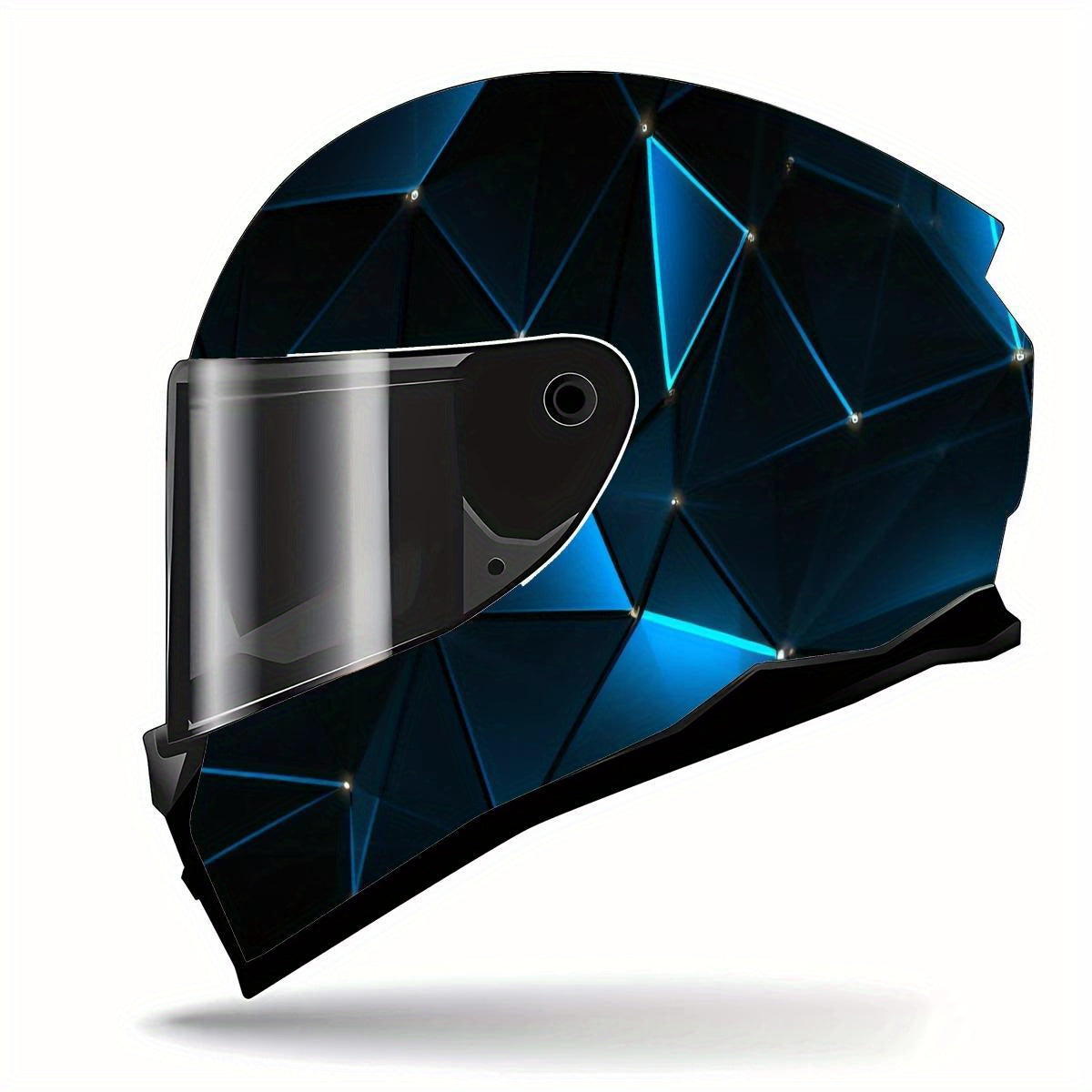 Full Helmet Wrap Sticker - Blue & Black Racing Graphic Decal, Durable PVC Motorcycle Helmet Decor with High-Quality Print, Easy to Apply & Remove, Fits Most Helmets for Enhanced Style & Protection, Motorcycle Accessories, Sleek Glossy Finish, Protective G