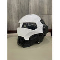 Dual-Sport Modular Gloss White Protective Headgear- Quick-Release Visor, Removable Liner for Easy Cleaning