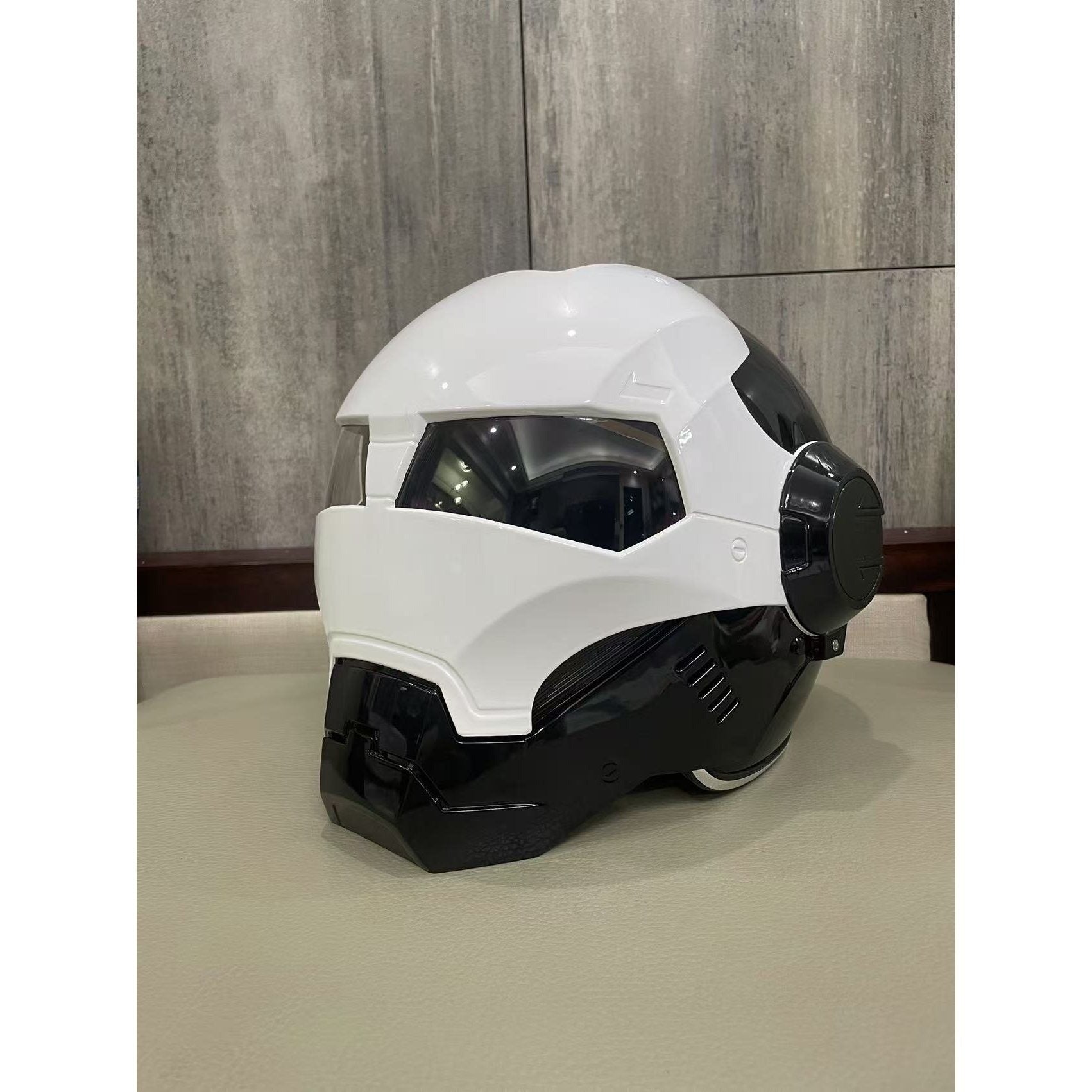Dual-Sport Modular Gloss White Protective Headgear- Quick-Release Visor, Removable Liner for Easy Cleaning
