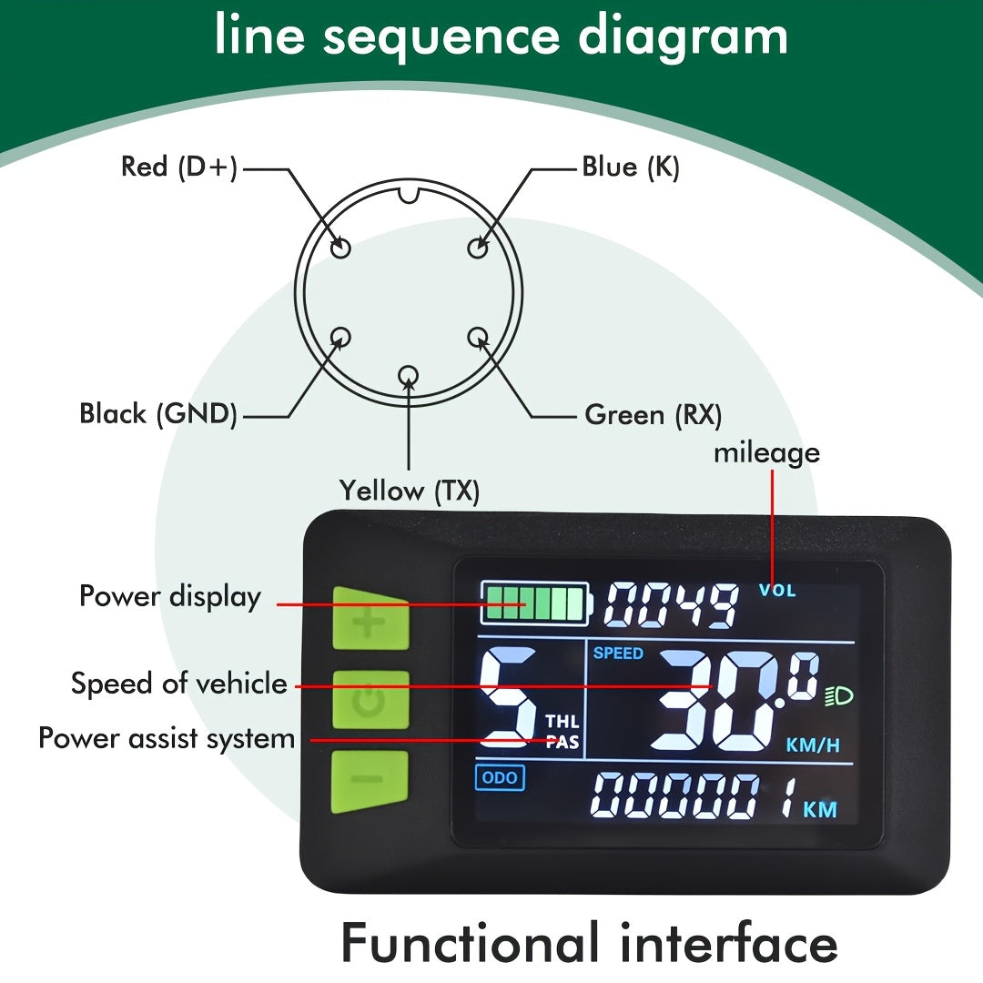 P3C UART2 Wired Ebike Bicycle Computer Bicycle Speedometer Cycling Odometer Versatile Electric Bicycle Accessories, Ebike Computer, Cycling Performance Tracker, Modern Ebike Tech, Commuters