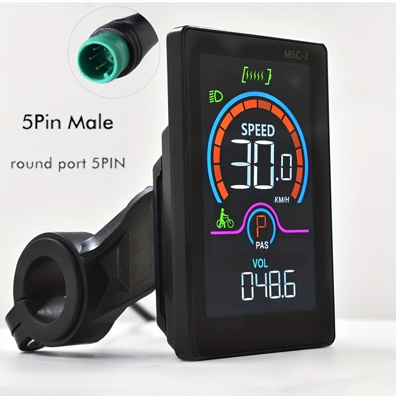 M5C-2 UART2 Electric Bicycle Computer Speedometer Bike Digital Multicolor Ebike Accessories Stopwatch Cycling Odometer, Cycling Tracker, Bike Speedometer, Modern Cycling Tech, Bike Odometer, Outdoor Enthusiasts, Commuters