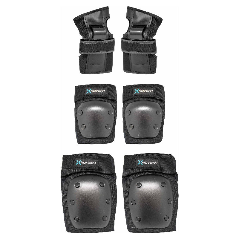 Black 6pcs Protective Gear Set, Includes 2 Elbow Pads, 2 Knee Pads and 2 Wrist Braces, Great Scooters, Bikes, Skateboards, Hoverboards,  Adjustable Fit, Highquality Foam, Impactresistant Padding, Hoverboard Users, Skaters