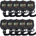 10-Pack Multi-Function Electronic Digital Sport Stopwatch Timer with Large Display, Split\u002FS Lap\u002FTotal Time, Date\u002FAlarm, 1\u002F100th Second Split, Battery-Powered (Non-Rechargeable) - for Gym, Track, Coaching, Refereeing, Swimming, Cycling