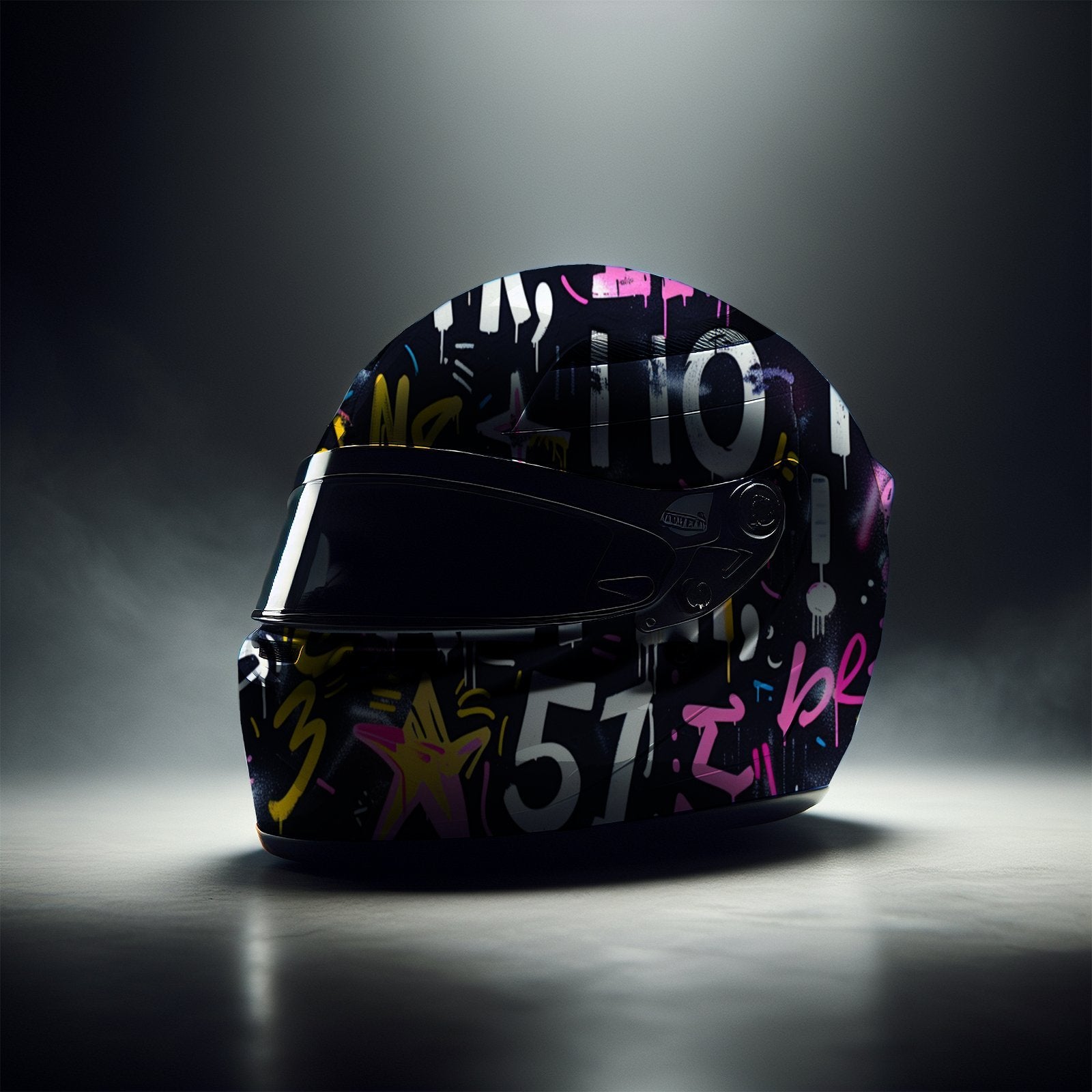 Vibrant Multicolored Graffiti Vinyl Wrap Sticker for Full-Face Helmets, Featuring Waterproof And Scratch-Resistant Self-Adhesive PVC Decals, Perfect for Adding an Artistic Touch to Motorcycle Racing Helmets And Helmet Accessories.