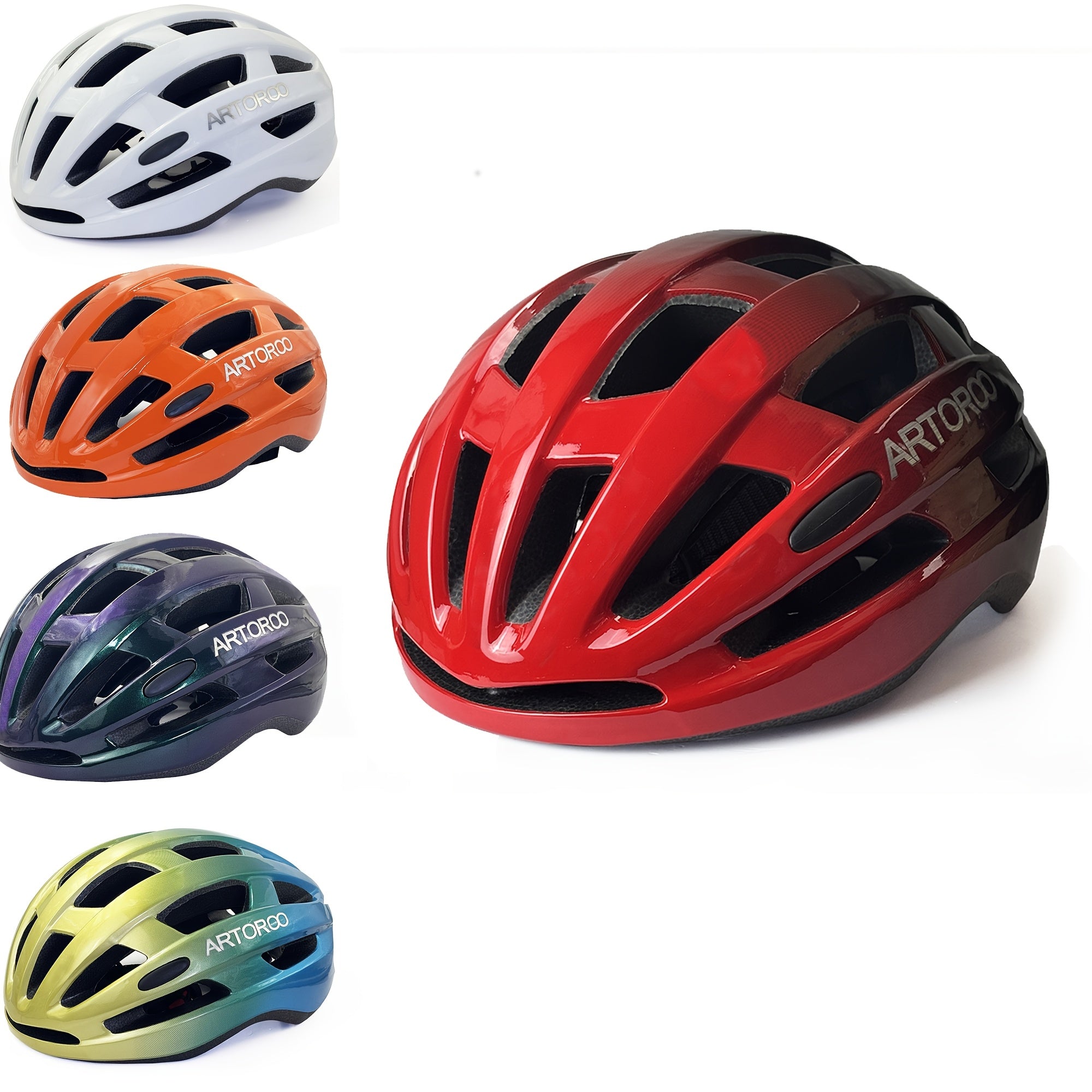 1pc ARTOROO Adult Bike Helmet - Lightweight & Durable, Adjustable Strap System, Multi-Color Options (White\u002FOrange\u002FRed\u002FBlue\u002FGreen\u002FPurple\u002FBlack) - Road & Mountain Cycling Helmet for Men & Women, 22.83-24.02inch Head Size, Impac