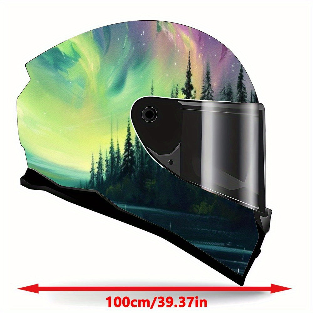 Impact Green Aurora Full Face Helmet Sticker - Waterproof, Scratch Resistant, Self-Adhesive PVC Patch, Motorcycle Racing Helmet Accessories | Rugged Pattern Design | Durable Helmet Sticker, Ideal Gift, Vehicle, Bike Accessory, Sporty Decal