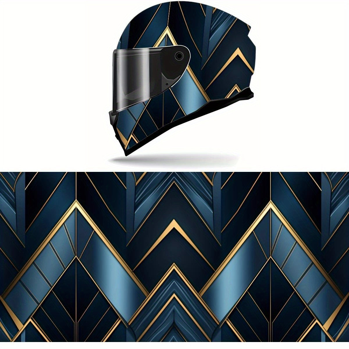 Full Helmet Wrap Sticker - Blue & Black Racing Graphic Decal, Durable PVC Motorcycle Helmet Decor with High-Quality Print, Easy to Apply & Remove, Fits Most Helmets for Enhanced Style & Protection, Motorcycle Accessories, Sleek Glossy Finish, Protective G