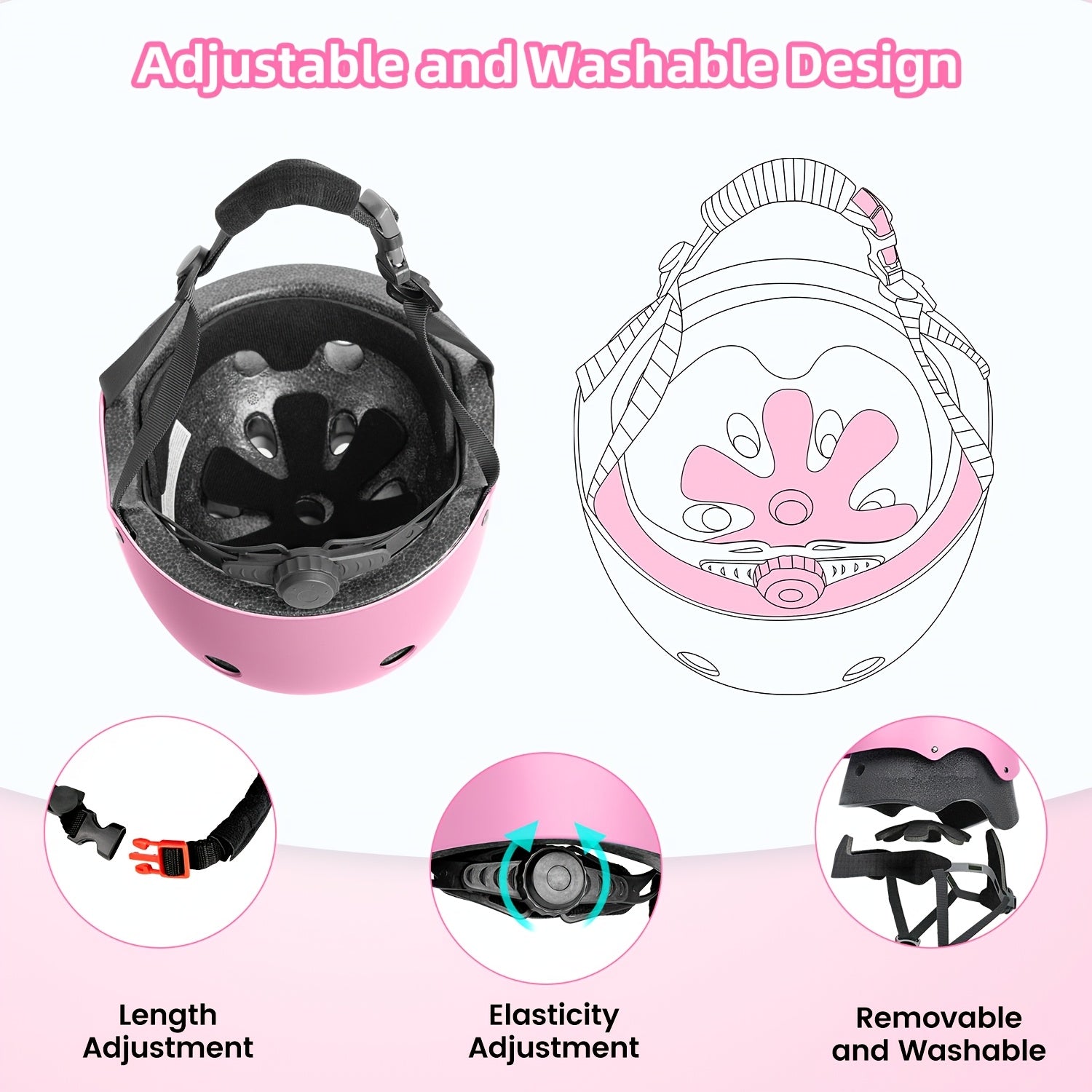 Kids Bike Helmet, Adjustable And Multi-Sport, Shock-absorbing ABS, Comfortable Padding, Ventilated Design, From Toddler, Helmet For 18.89''- 21.65''