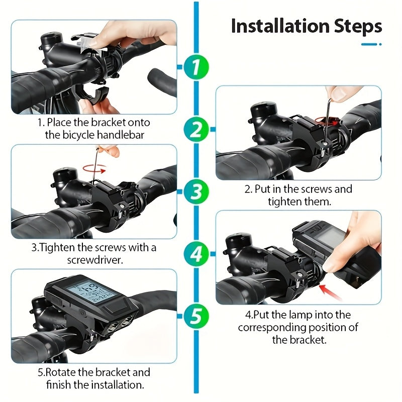 3-In-1 Bike Computer with Powerful LED Headlight, GPS Speedometer & Horn - USB-C Rechargeable Bike Odometer, Multi-Mode Display (Speed, Distance, Time, Calories, Altitude, Gradient), Long-Lasting Battery, Compatible with Smartphones\u002FApps