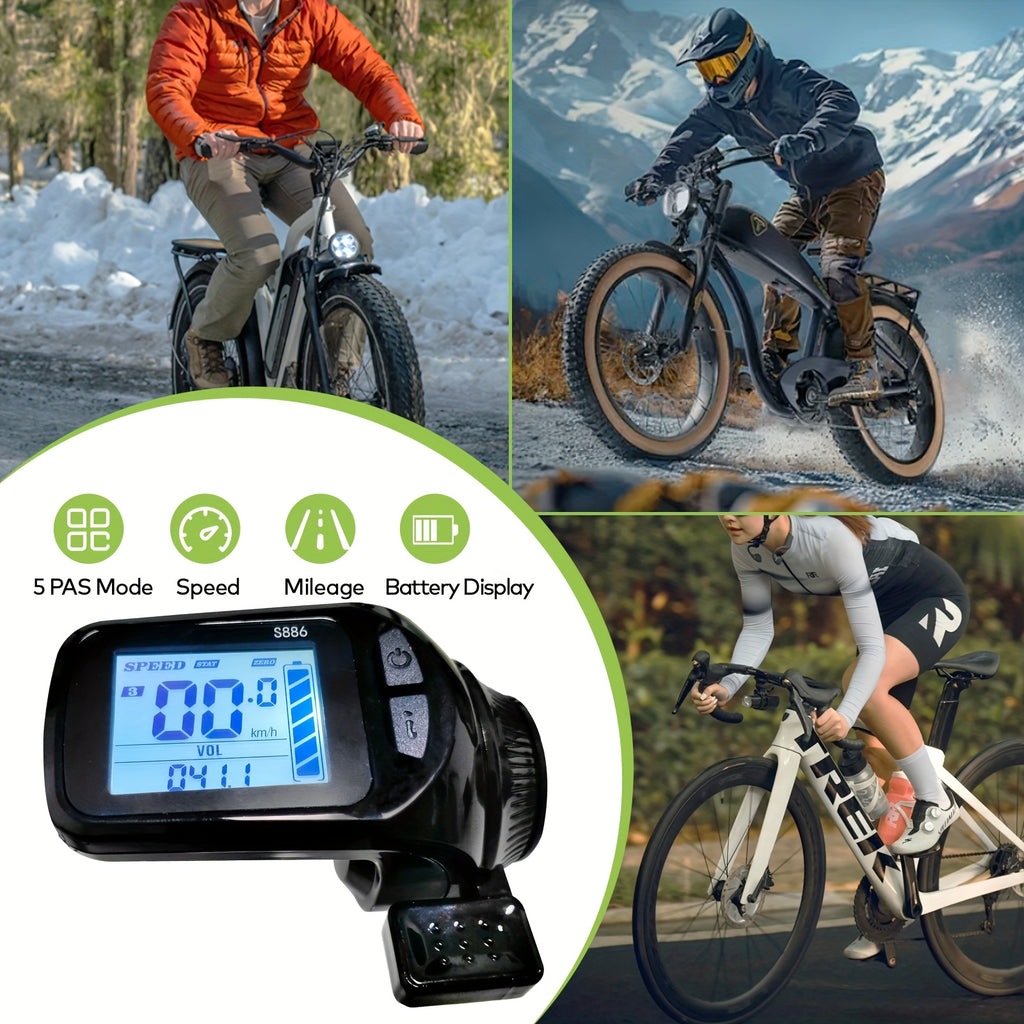 S886 UART2 Electric Bicycle Cycle Snelheidsmeter Fiets Digitaal Stopwatch Ebike Fietsen Odometer Fietscomputer,  Ebike Display, Compact Design, Highquality Electronics, Cyclists