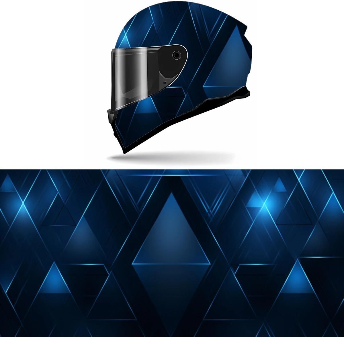 Full Helmet Wrap Sticker - Blue & Black Racing Graphic Decal, Durable PVC Motorcycle Helmet Decor with High-Quality Print, Easy to Apply & Remove, Fits Most Helmets for Enhanced Style & Protection, Motorcycle Accessories, Sleek Glossy Finish, Protective G