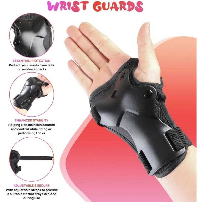 Youth & Adult Protective Gear Set - Heavy-Duty Knee Pads, Elbow Pads & Wrist Guards with Impact-Resistant Padding, Adjustable Straps & Buckles - Ideal for Skateboarding, BMX, Roller Skating, Cycling, Scooter Riding - Durable Textile Material