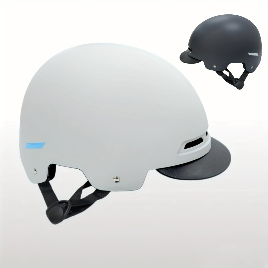 Daxys Lightweight Adjustable Bike & Skateboard Helmet - Unisex White\u002FBlack with Blue Accent, Breathable Ventilation System, Durable ABS+EPS Material for Adults, Teens, Men & Women, Bike Helmet, Outdoor Sports Gear, Sleek Design, Secure Fit Strap