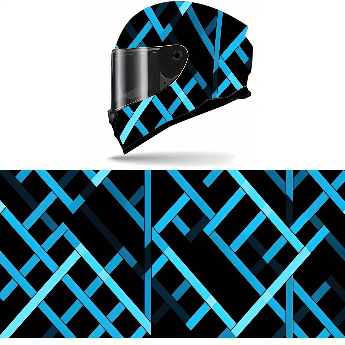 Full Helmet Wrap Sticker - Blue & Black Racing Graphic Decal, Durable PVC Motorcycle Helmet Decor with High-Quality Print, Easy to Apply & Remove, Fits Most Helmets for Enhanced Style & Protection, Motorcycle Accessories, Sleek Glossy Finish, Protective G