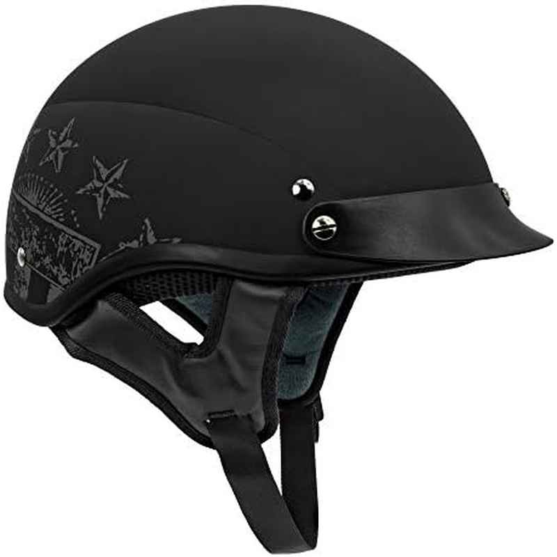 VCAN Cruiser Solid Half Face Motorcycle Helmet for On - Road Riding, Impact Resistance,  Aerodynamic Style, Sporty Design
