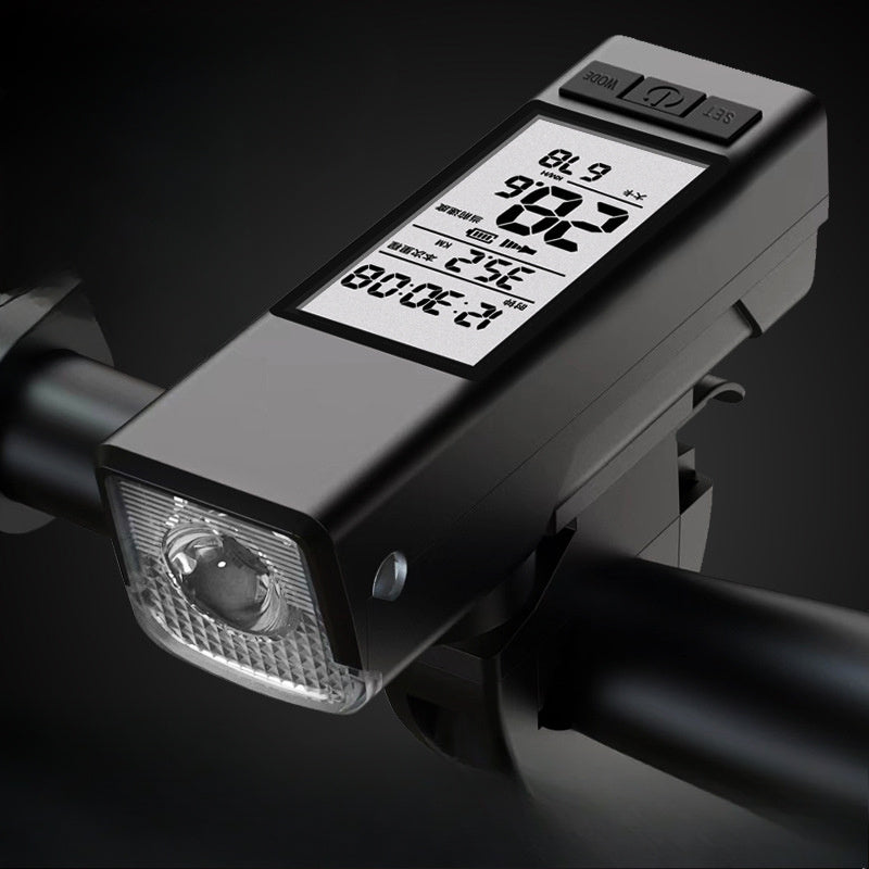 3-in-1 Bike Computer 3-in-1 Multi-Function Bicycle Computer Dial, Bell & Light | Type-C Charging for Road & Mountain Bikes | Outdoor Riding Accessories for Electric Bikes & Small Motorcycles