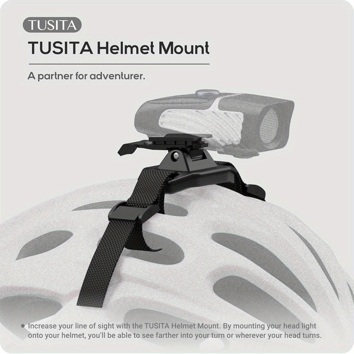 TUSITA Helmet Mount with Multi-Angle Adjustment & Tool-Free Installation - Compatible with NiteRider F\u002FCordless, Lumina, Minuet, Mako Headlights - Secure, Lightweight (30g), Compatible with Helmets for, Commuting, Mountain\u002FRoad - Compatible with