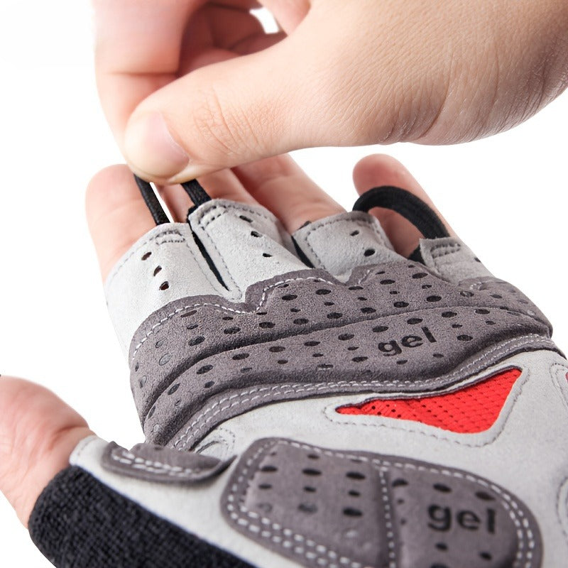 GIYO Half Finger Bike Gloves with Thick Cushioning & Breathable Sweat-Resistant Fabric, Adjustable Buckles for Outdoor Cycling, Training, and Hunting - White, Cycling Accessories, Secure Fit Gloves, Durable Glove Material