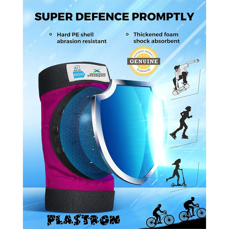 Jaspo Plastron Saver 3 Set - Knee, Elbow, Wrist Guard - Multi - Purpose for Skating, Cycling More - Small, Pink