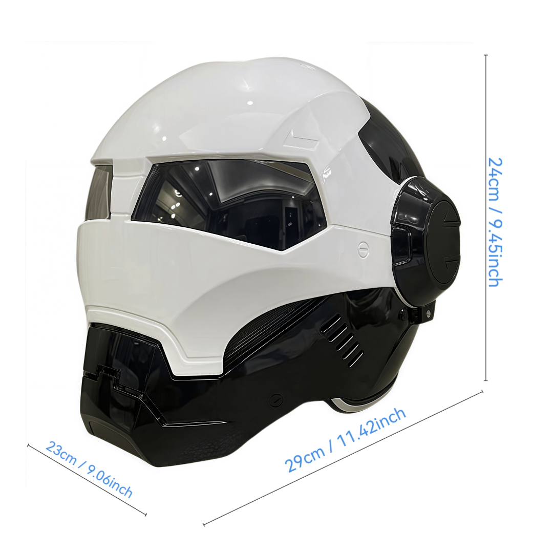 Dual-Sport Modular Gloss White Protective Headgear- Quick-Release Visor, Removable Liner for Easy Cleaning