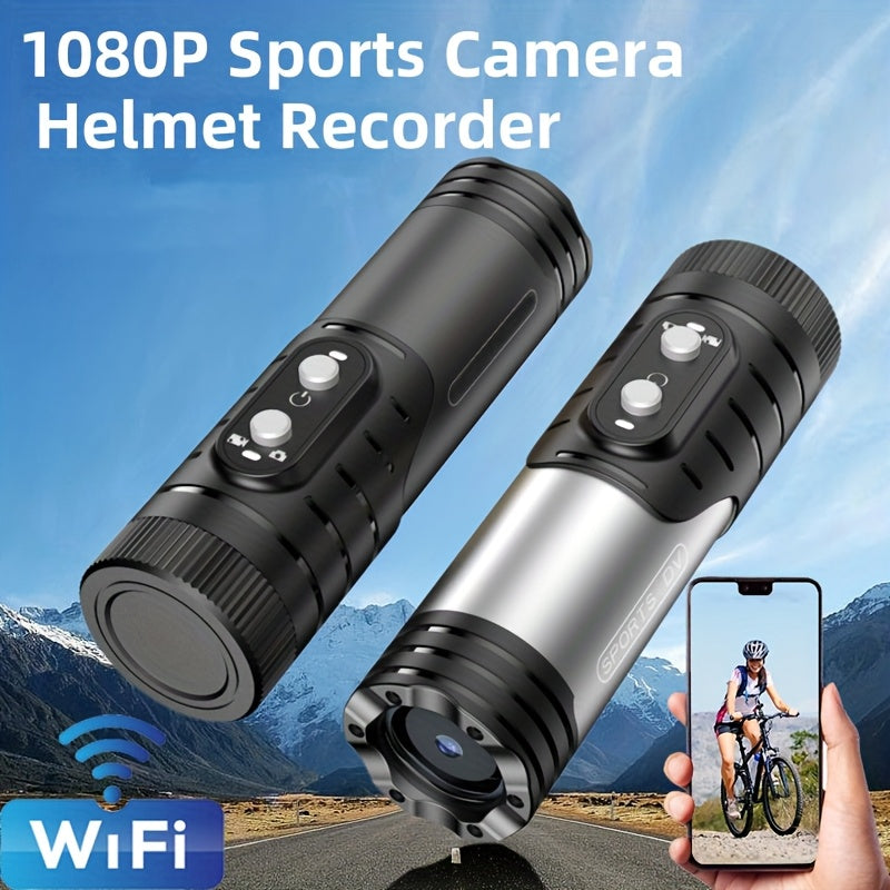 Cycling Recorder With WiFi, Bike Motorcycle Helmet Camera, 1080P High-definition Camera With 64G Memory Card