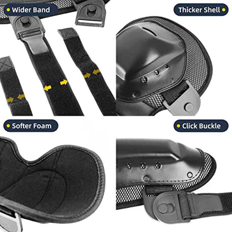 Motorcycle Knee Elbow Pads for Adults( 4pcs) Adjustable for Cycling, Skating, Skateboarding( Upgraded Ver 2pcs), Skating Gear, Lightweight Design, Highquality Material, Breathable Fabric, Cyclists