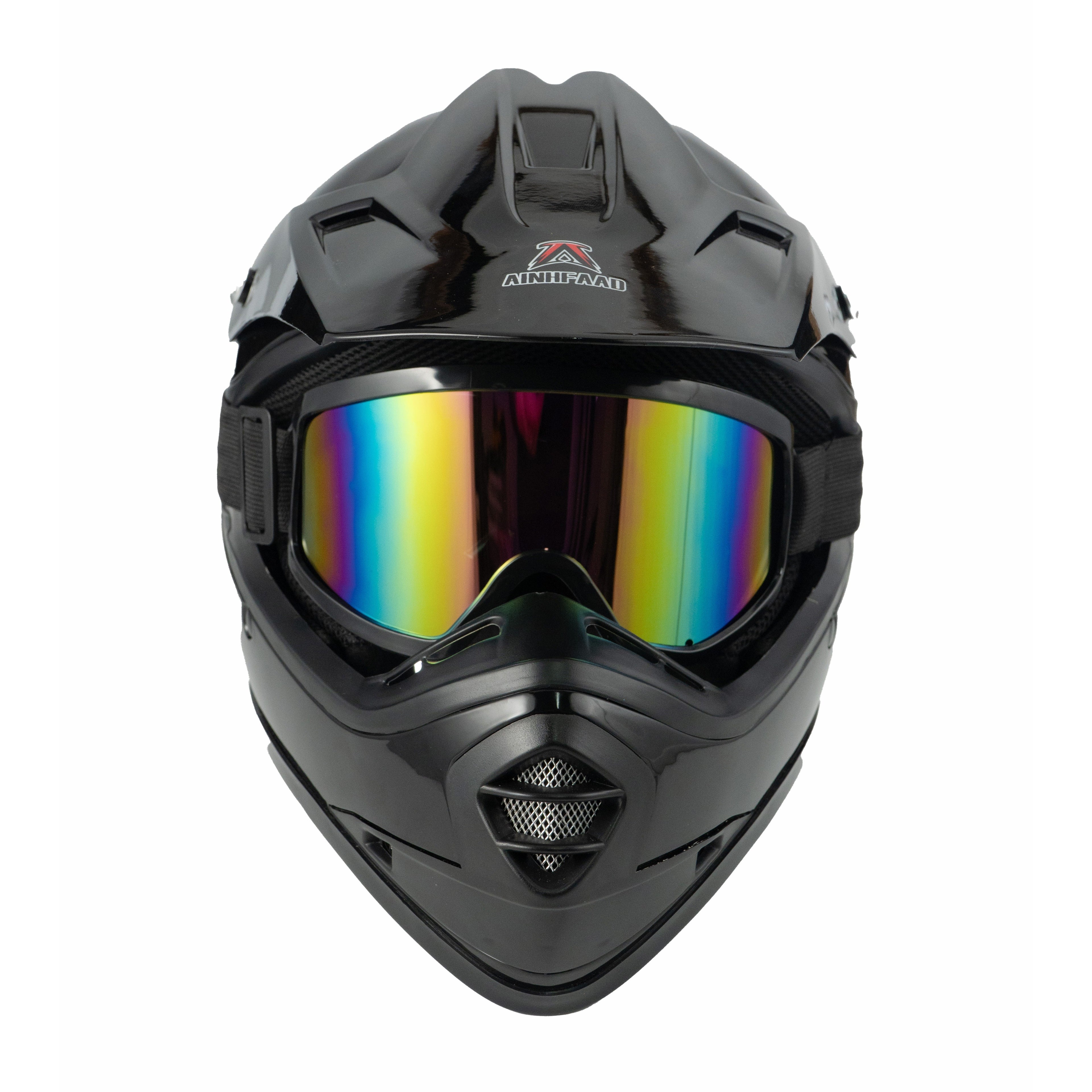 AINHFAAD Off-road Helmet For Teenagers. Small Head Circumference DOT\u002FECE Off-road Helmet. Wide-angle View. Ventilated And Breathable. ABS Material. Unisex. Breathable Black Matte And Shiny Finish.