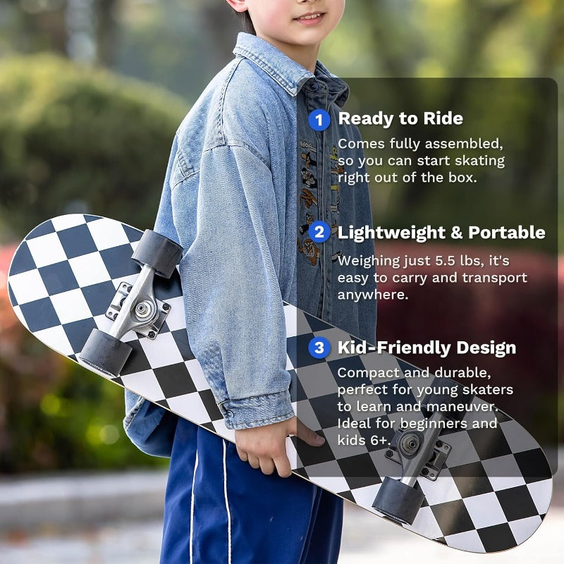 Complete Skateboard Set with LightUp Glow-in-the-Dark Wheels - Heavy-Duty 7-Ply Maple Deck, 220 lbs Weight Capacity, Full Protective Gear (Helmet\u002FWrist\u002FElbow\u002FKnee Pads) & Tool Kit for Boys & Girls - Beginner to Pro Skateboard Kit with