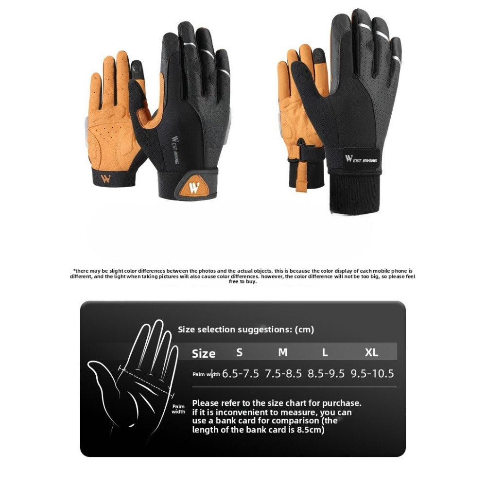 Cycling Gloves with Shock Absorption & Non-Slip Grip - Full Finger Motorcycle Bicycle Gloves, Long Finger Design, Touchscreen Compatible, Winter Warmth, Spring & Autumn, Sleek Glove Design, Durable Glove Material