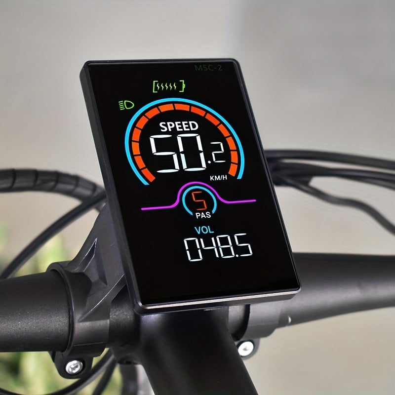 M5C-2 UART2 Electric Bicycle Computer - USB-Powered Bike Speedometer & Odometer with Digital Display, Multi-Color Backlight, Stopwatch, Trip Meter, Real-Time Speed\u002FDistance Tracking, Compatible with E-Bikes & Smartphones (No Battery Required)