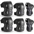 6 Pack YouthAdult Knee Elbow Wrist Protective Gear Set - Heavy-Duty Pads with Adjustable Buckles & Padding for Skateboarding, Roller Skating, Cycling, Scooter, Bike - Multi- Equipment for, & s ( &