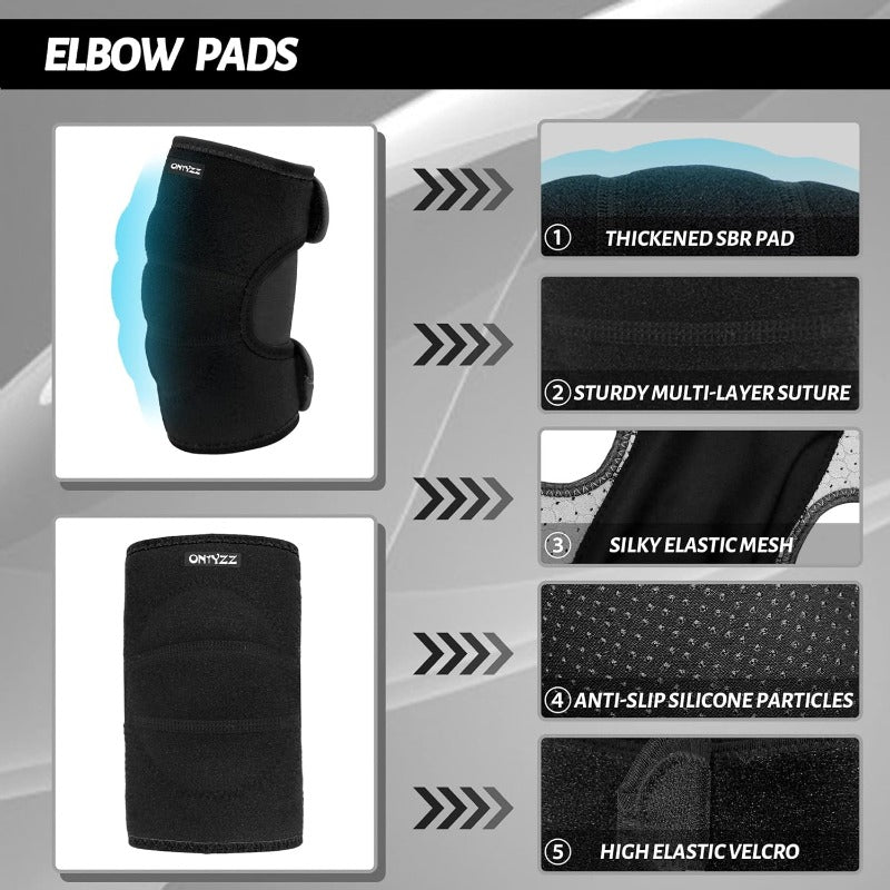 ONTYZZ Soft Knee & Elbow Pads with Thick SBR Padding - Adjustable Suitable for Cycling, Skating, Soccer, Hockey - Breathable, -Slip, Easy Fit (Ideal for &)